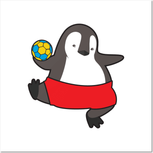 Penguin as Handball player with Handball Posters and Art